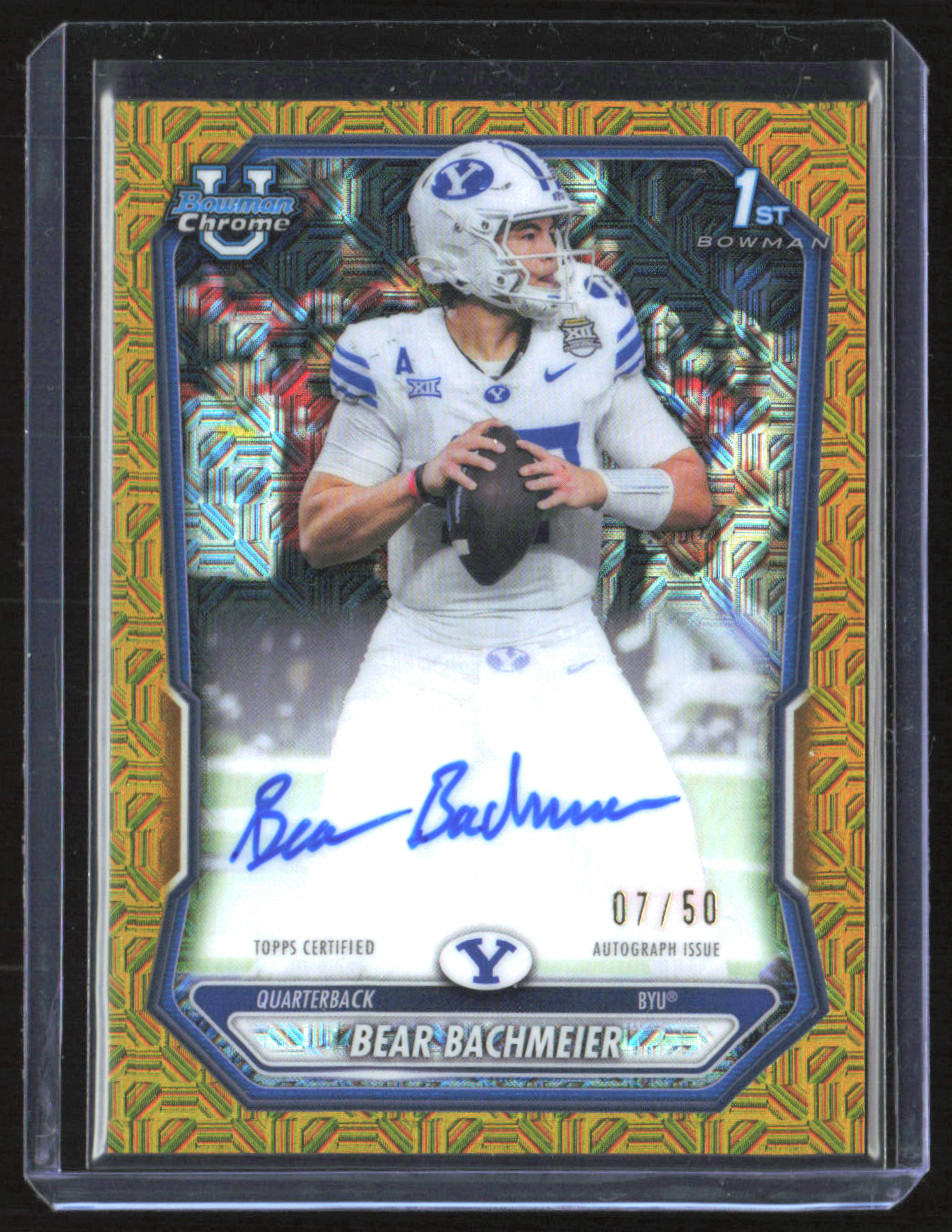 2026 Bowman 1st Bear Bachmeier Auto /50 Gold Mojo Refractor Megabox BYU Cougars
