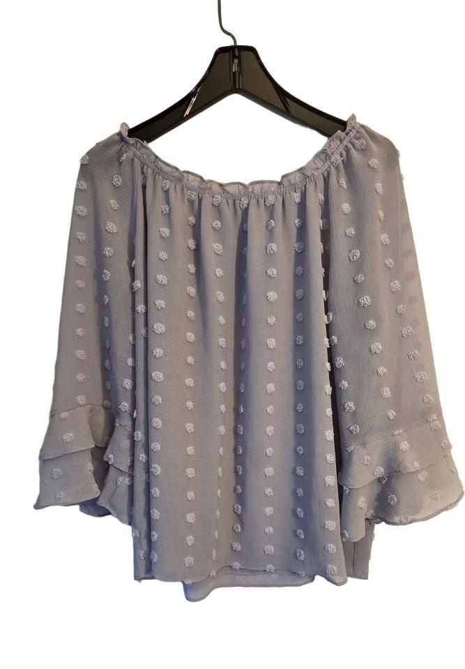 Blooming Jelly Off-Shoulder Swiss Dot Long Sleeve Top Blooming Jelly Off-Shoulder Swiss Dot Long Sleeve Top