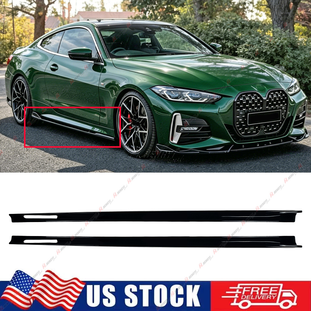M Style Gloss Black Side Skirt Extension For 2021-26 BMW G22 G23 430i M440i 2DR