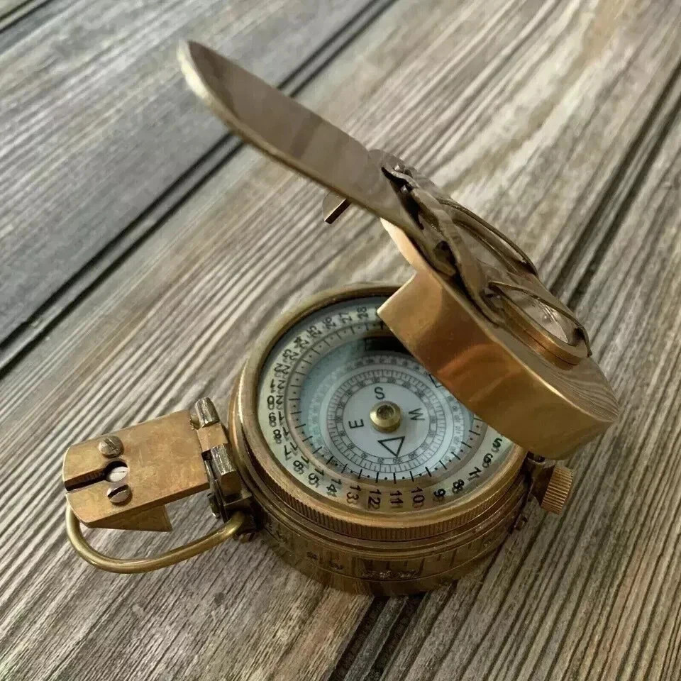 Antique Vintage Solid Brass WWII Military Pocket Compass Handmade Gift Antique Vintage Solid Brass WWII Military Pocket Compass Handmade Gift