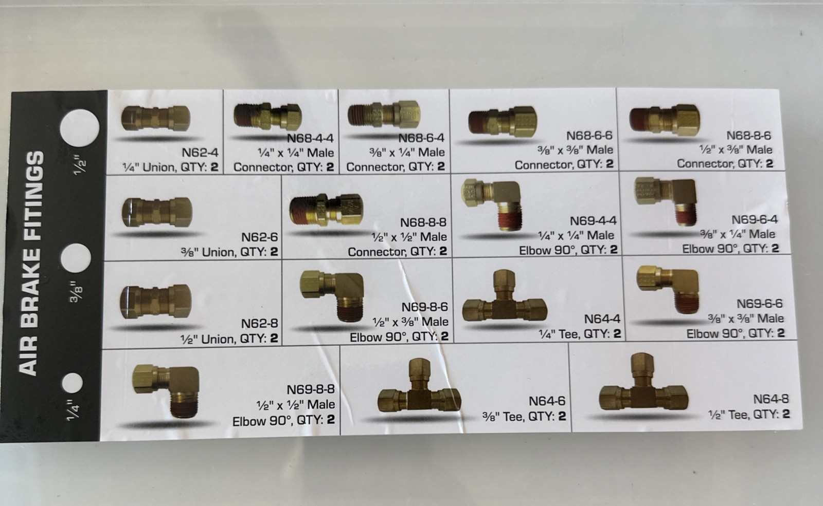 32 Pcs Brass DOT Air Brake Line Compression Fittings Assortment Kit