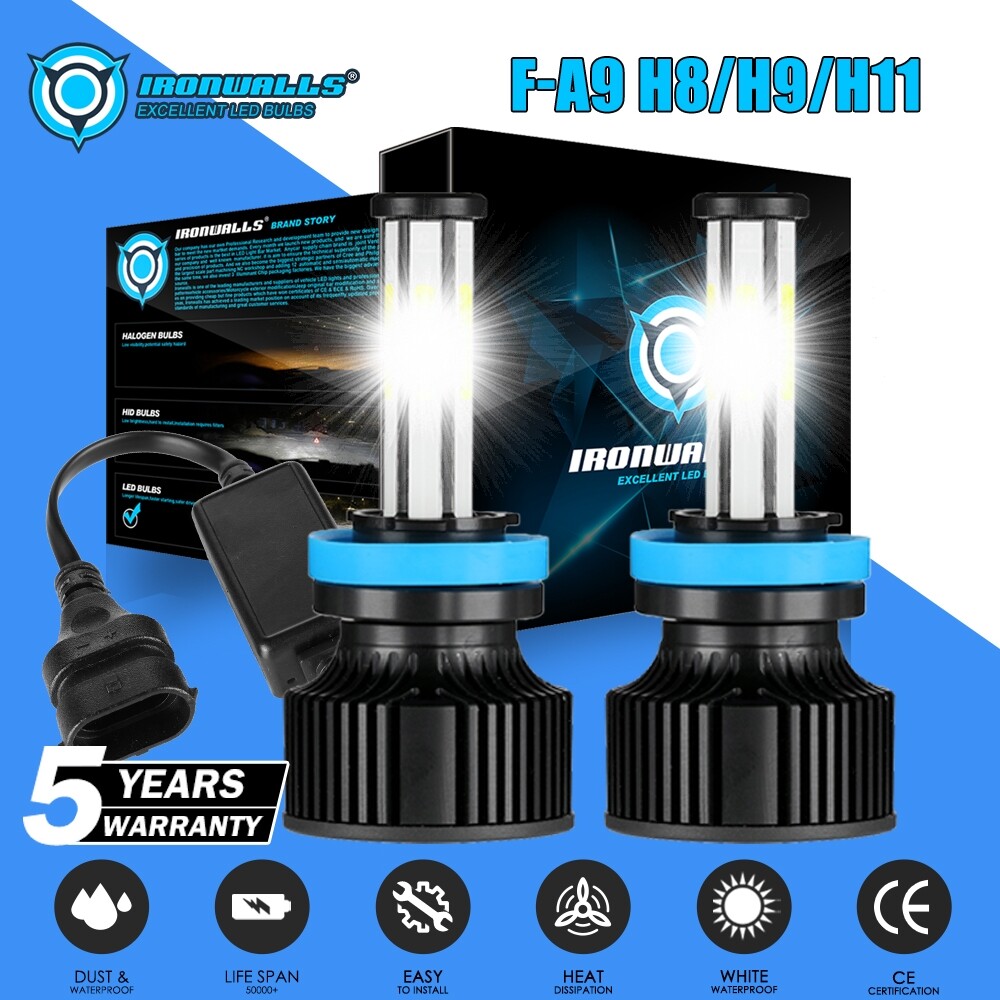 6-sides H11 LED Headlight Super Bright Bulbs Kit 6500K White 420000LM HIGH/LOW