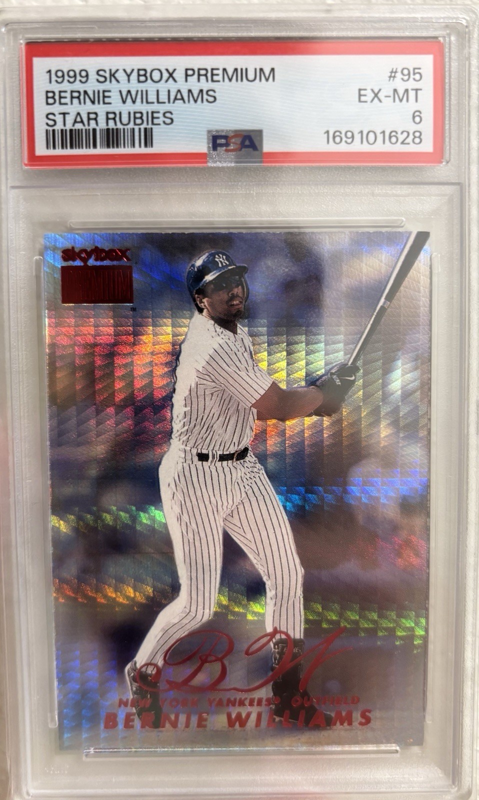 1999 SkyBox Premium #95 Bernie Williams Yankees Star Rubies /50 PSA 6