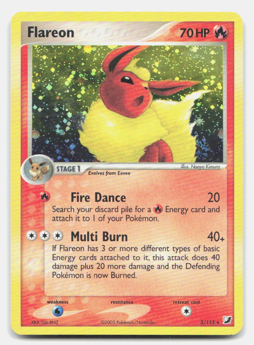 Flareon 5/115 Holo Rare Unseen Forces Pokemon LP+ SURFACE SCRATCH