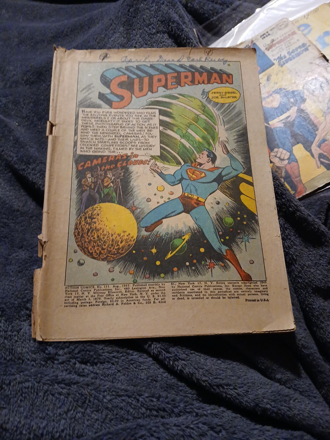 Action Comics 111 Dc Comics 1947 Golden Age Cameras In The Clouds Superman Story Action Comics 111 Dc Comics 1947 Golden Age Cameras In The Clouds Superman Story