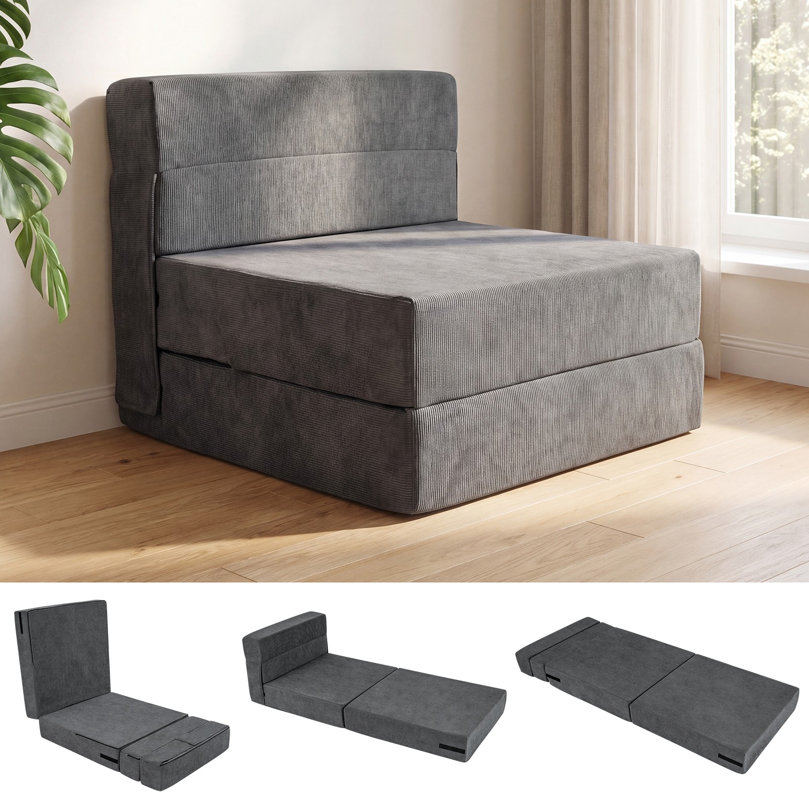 4-in-1 Folding Sofa Bed, Convertible Sleeper Chair for Adults, Fold Out Couch