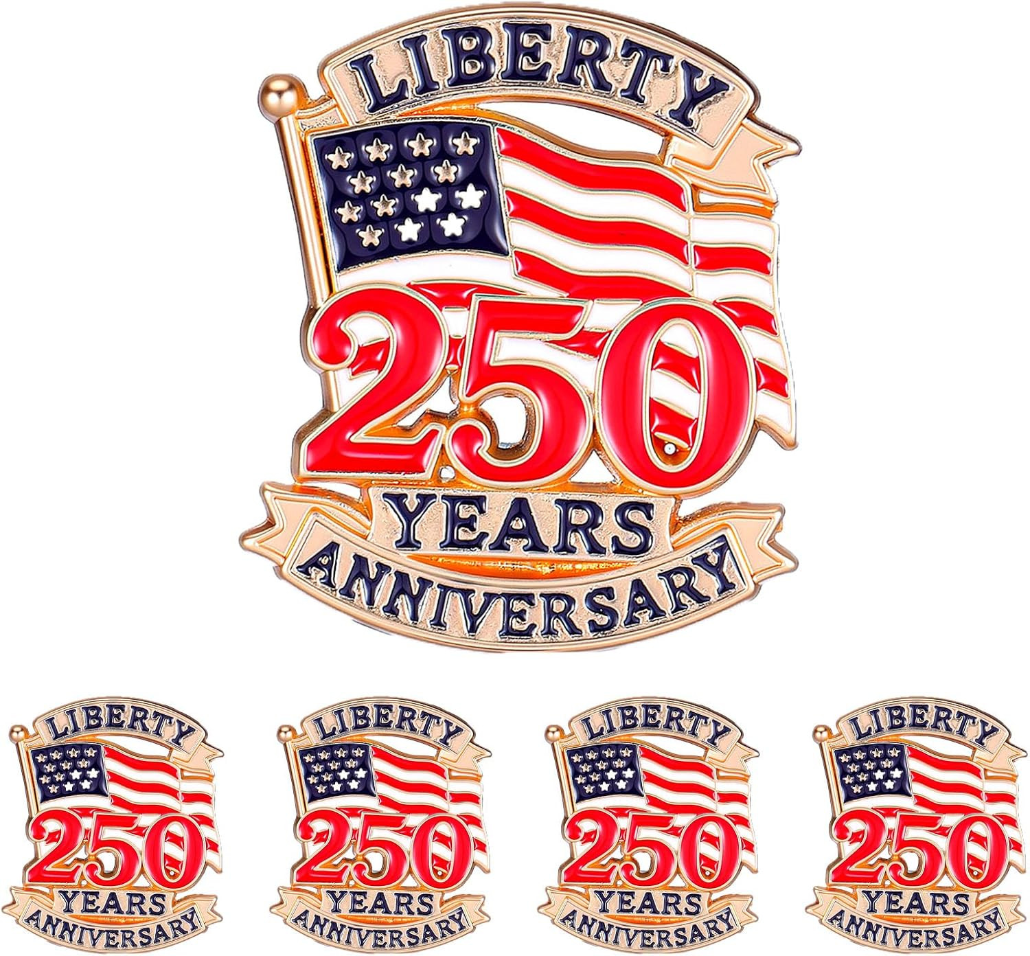 5PCS 250Th Anniversary Usa Pin, American Flag Lapel Pin, Patriotic Brooch Commem