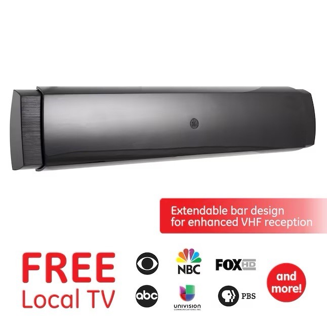 GE UltraPro Bar HD 400 Indoor Amplified TV Antenna 32763 Black | 60+ Mile Range