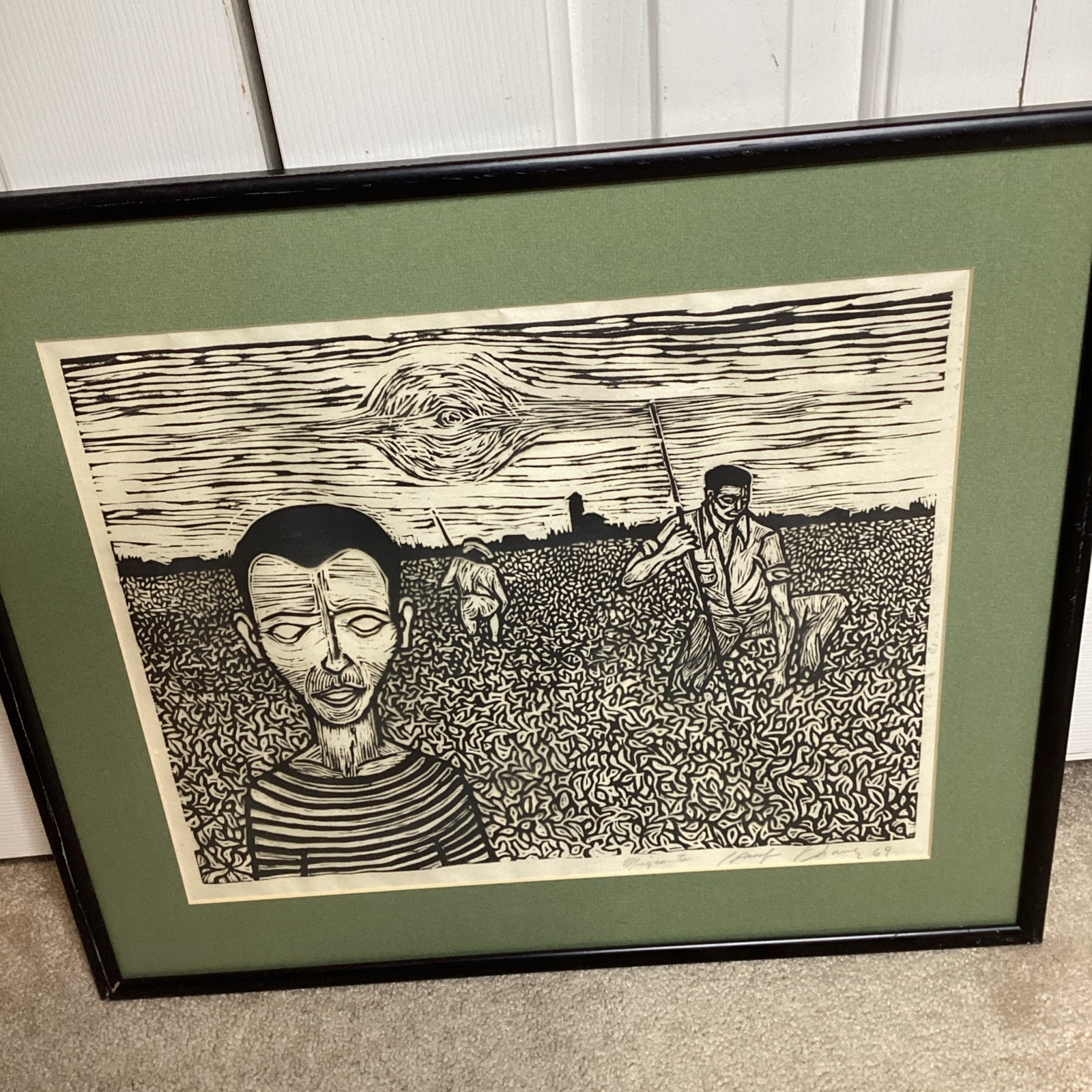 RARE 1969 David Oravez  Woodcut – 