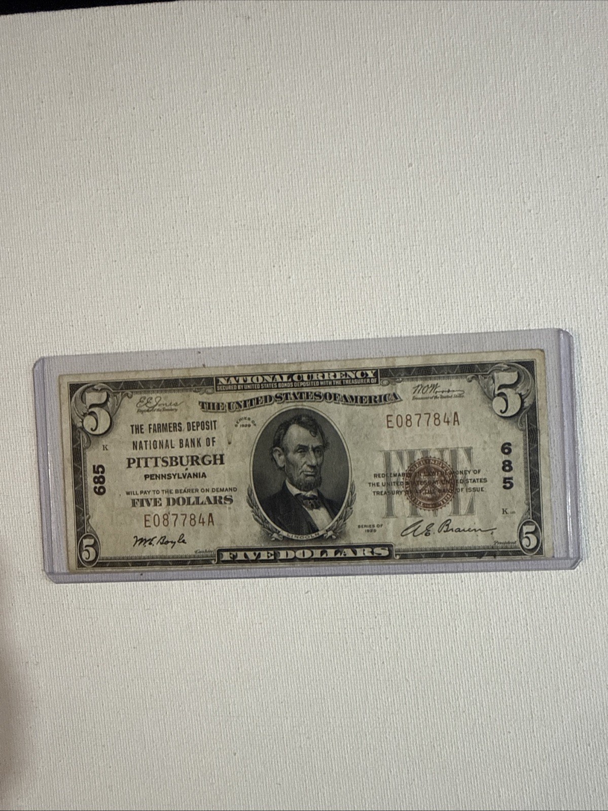 1929 $5 National Currency **Pittsburgh, Pennsylvania US Note 1929 $5 National Currency **Pittsburgh, Pennsylvania US Note