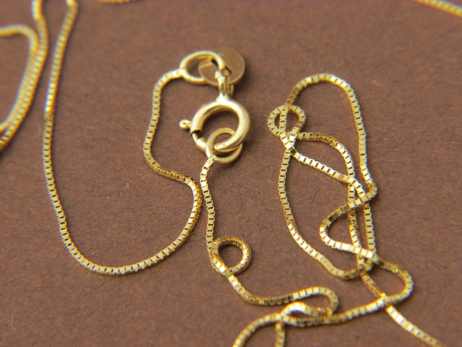 Solid 14k Gold Box Chain real 14kt gold necklace