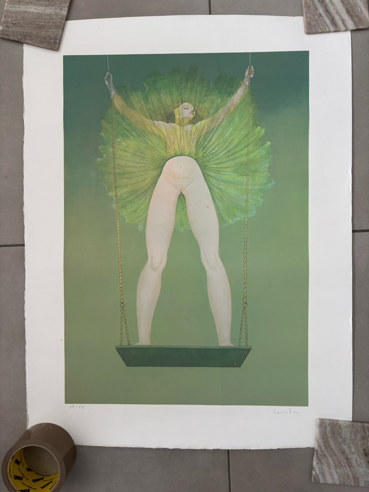 Leonor FINI Lithograph | La balançoire | French Vintage | Defects Leonor FINI Lithograph | La balançoire | French Vintage | Defects