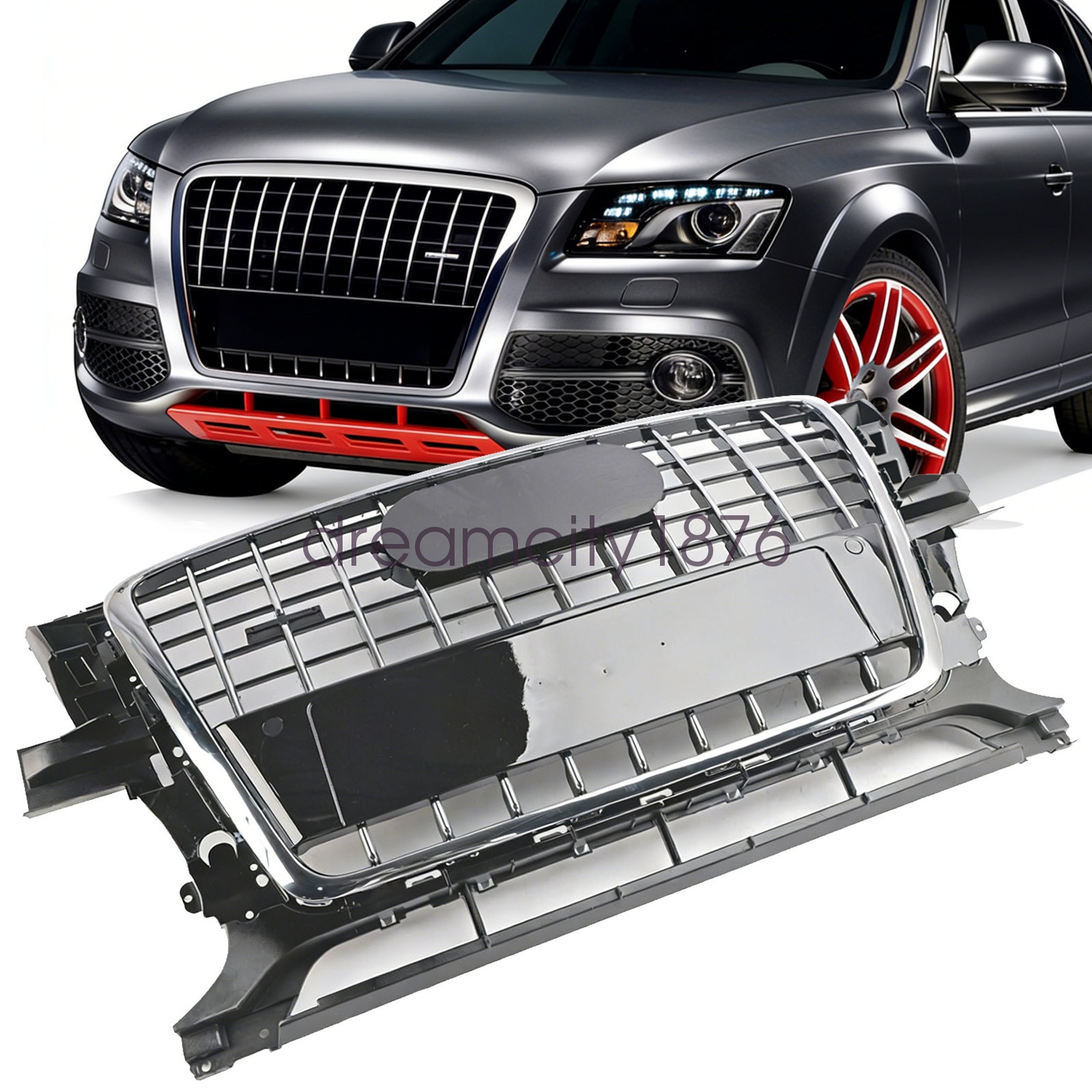 Grille W/Chrome Front Bumper Grill Fit For 2009 2010 2011 2012 Audi Q5 New US