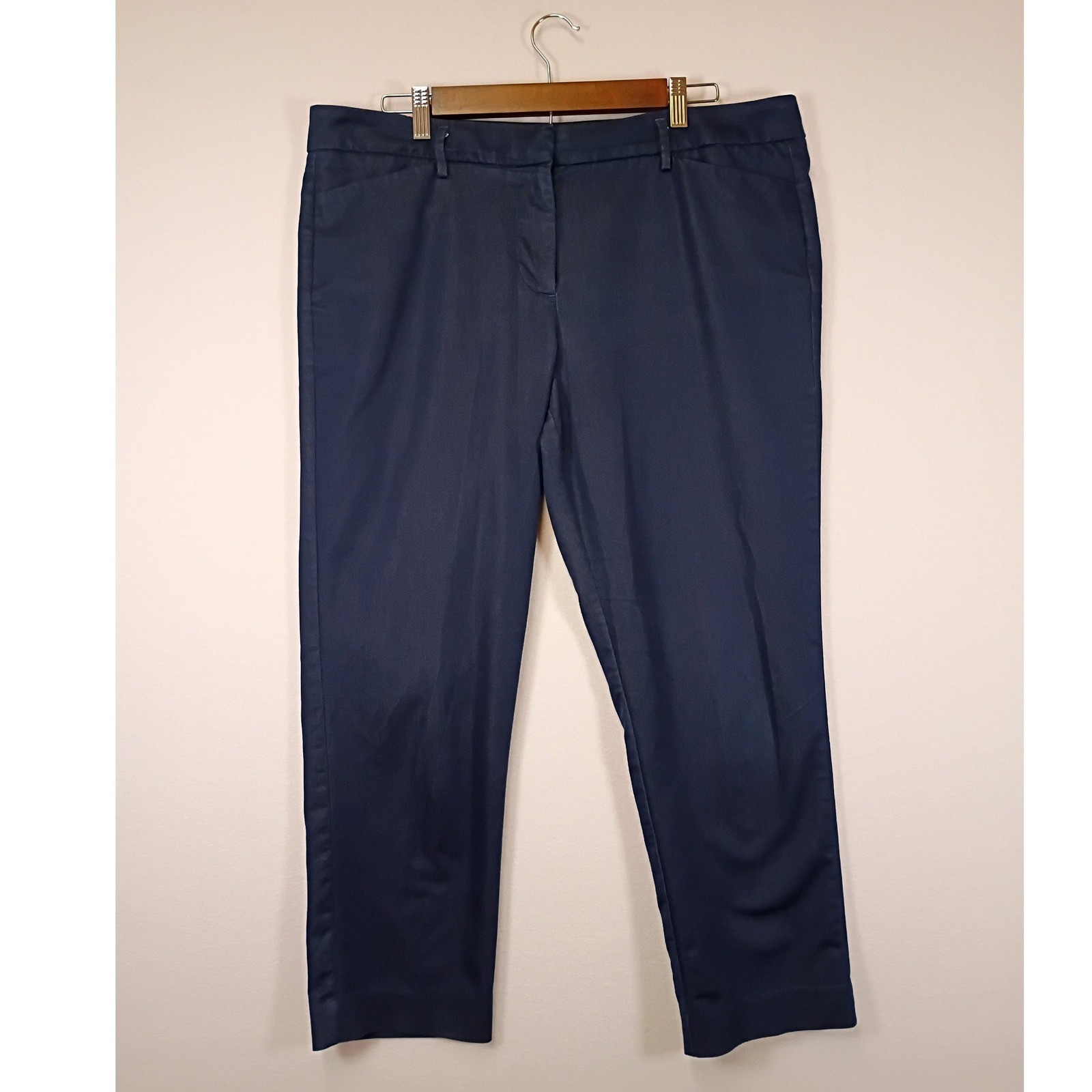 Business Casual Worthington Women 14 Navy Blue Slim Ankle Career Trousers Pants
