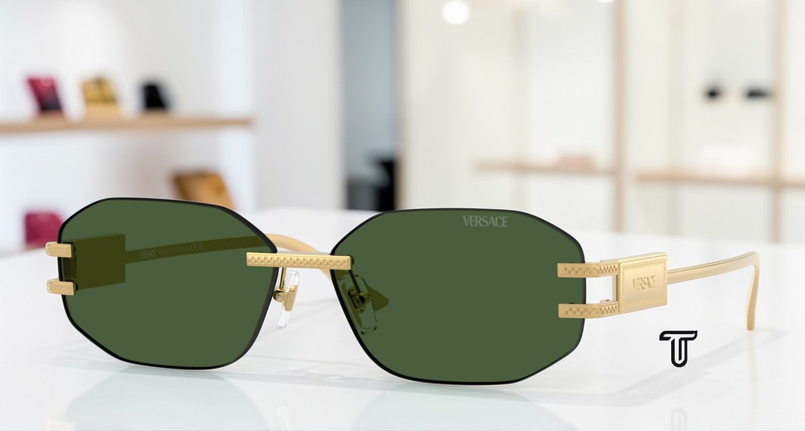 VERSACE VE2274 100271 Gold Dark Green 58 mm Women\'s Sunglasses