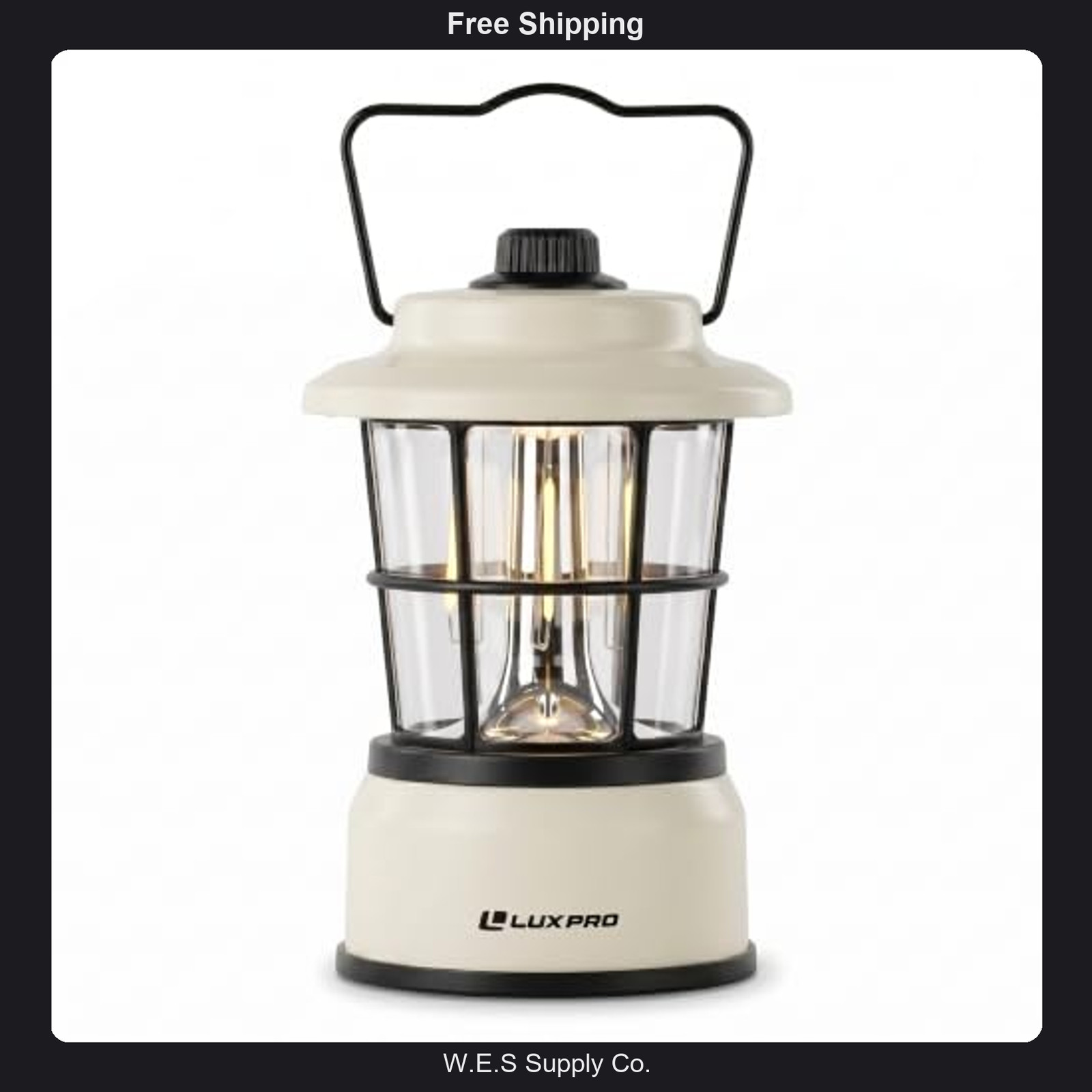LUXPRO Retro LED Camping Lantern, Battery Powered Portable Light, Beige