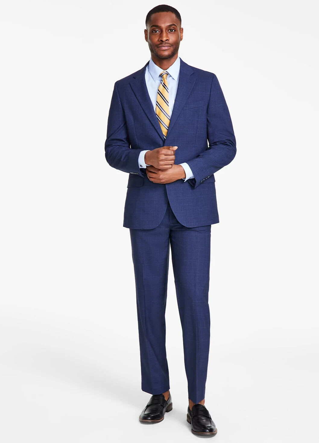 $395. Nautica Men\'s Modern Fit Bi Stretch Suit Blue plaid 48L W47 30L $395. Nautica Men\'s Modern Fit Bi Stretch Suit Blue plaid 48L W47 30L