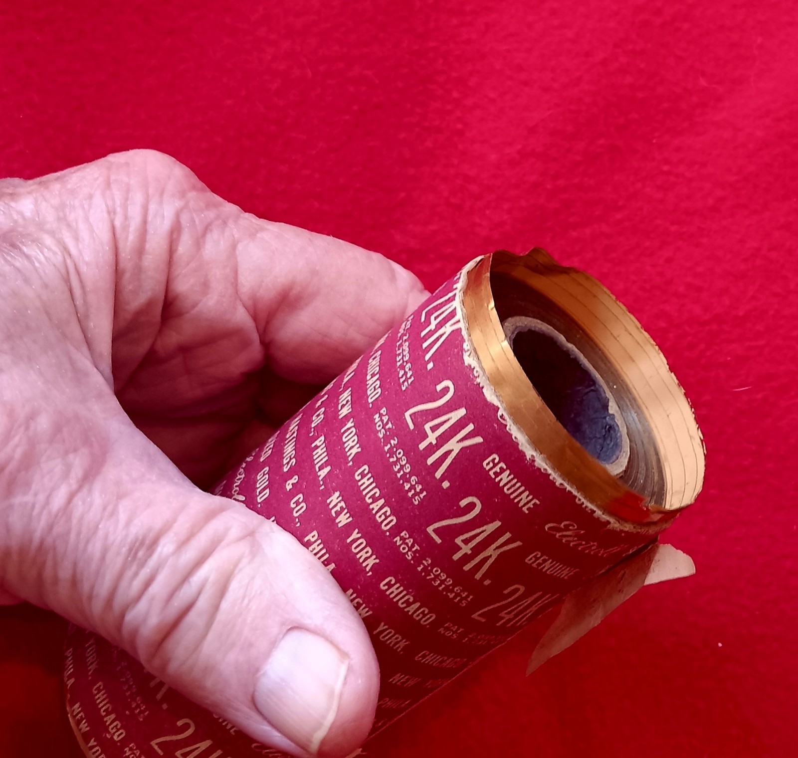 RARE NOS Vintage 1950's Hastings & Co. 24K Gold Leaf 4” Roll Electroll  Orig.USA