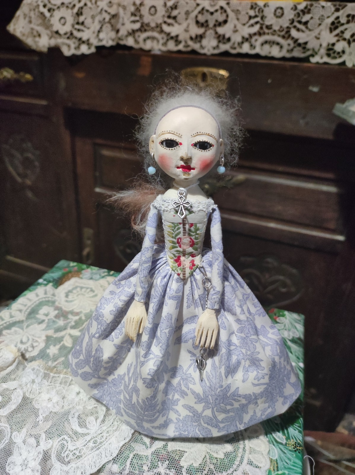 Queen Anne Style wooden doll 8 (20cm) tall by Marina Savchuk
