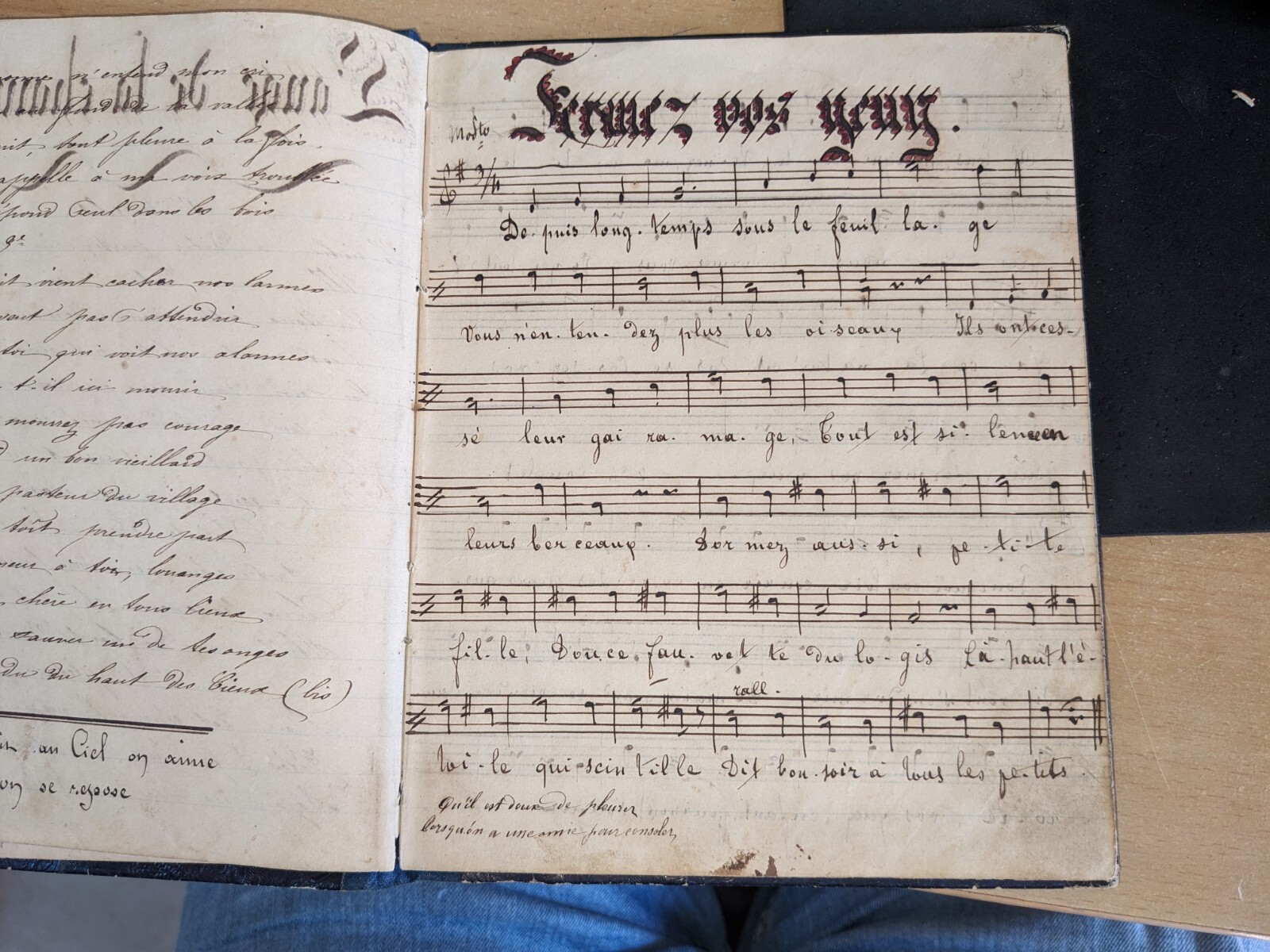 antique book-Manuscript-Cahier de romances à Louise Dufour-partitions-19th ce...