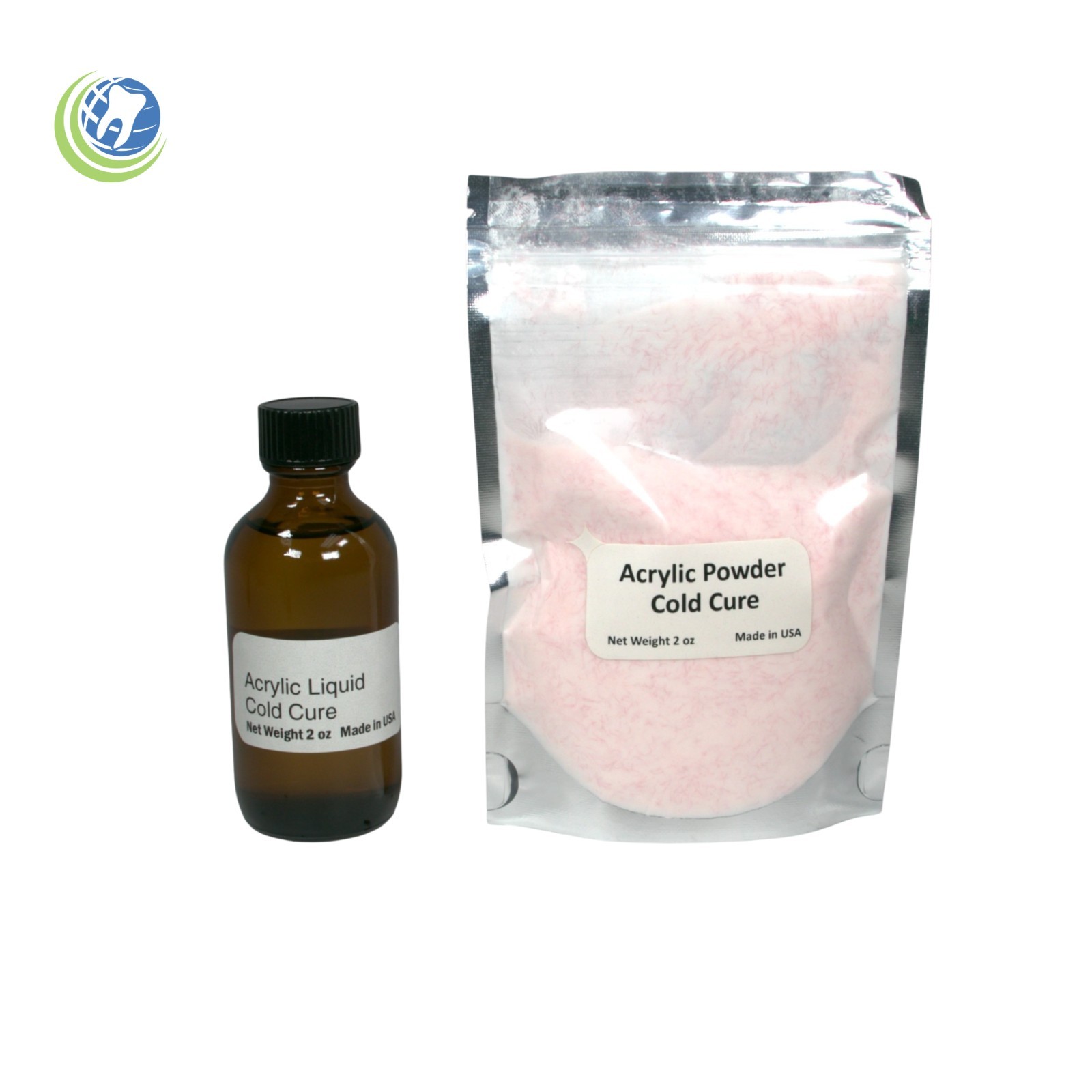 Dental Lab Dentist Self Cure Curing Acrylic MINI KIT Light Pink Veined 2oz & 2oz