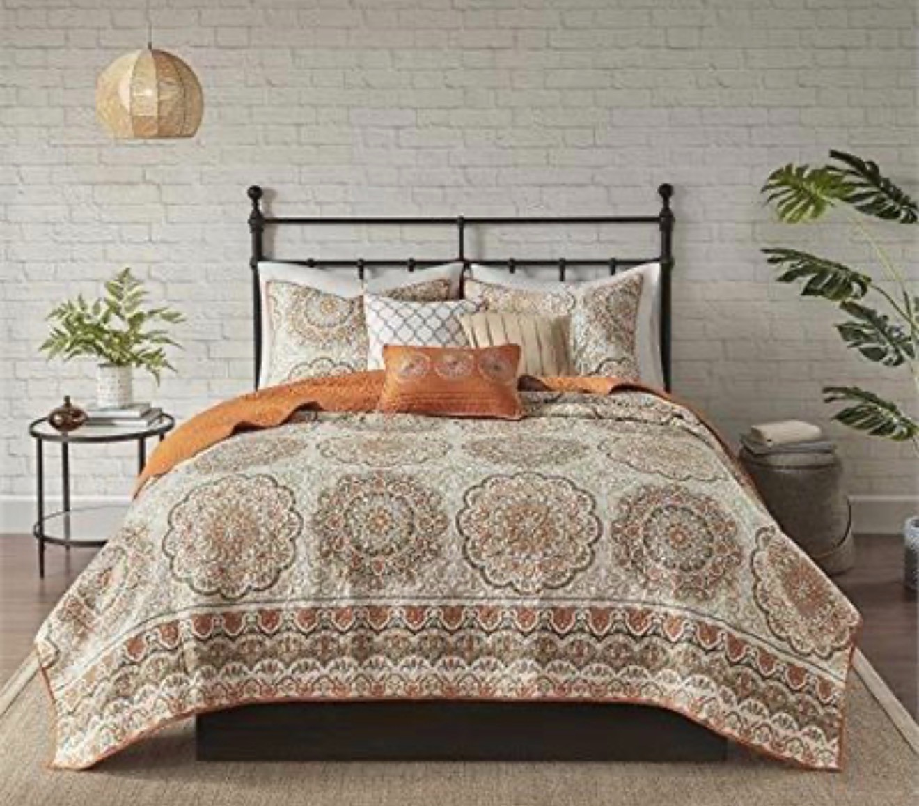 Madison Park Quilt Set Full/Queen 6-Piece Medallion Print With Shams & Decorativ
