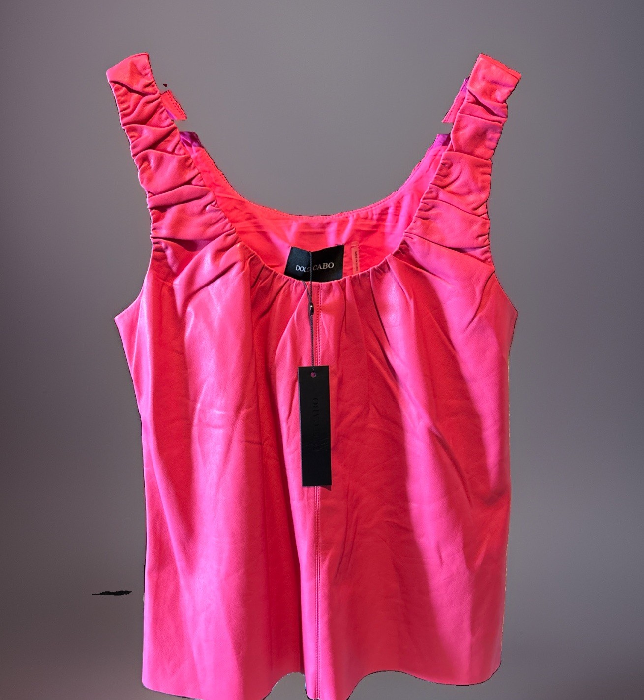 Dolce Cabo Freida Faux Leather Tank Top Hot Pink SZ Small NWT