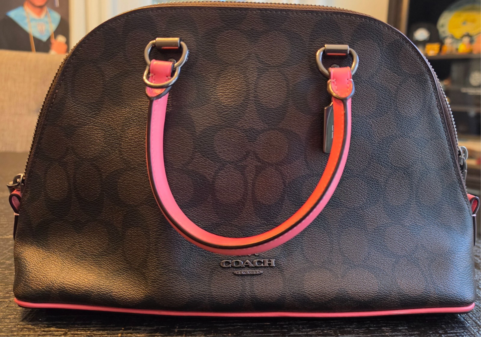 Coach 2558 Katy Satchel Signature Canvas & Leather Bag - Brown/Red