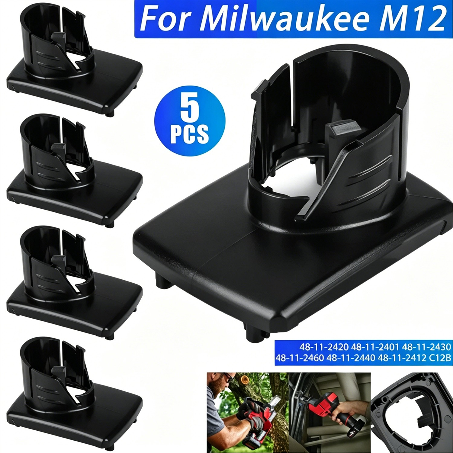 5 Pcs For Milwaukee M12 Battery Case Top Cover Replacement Shell Plastic Parts