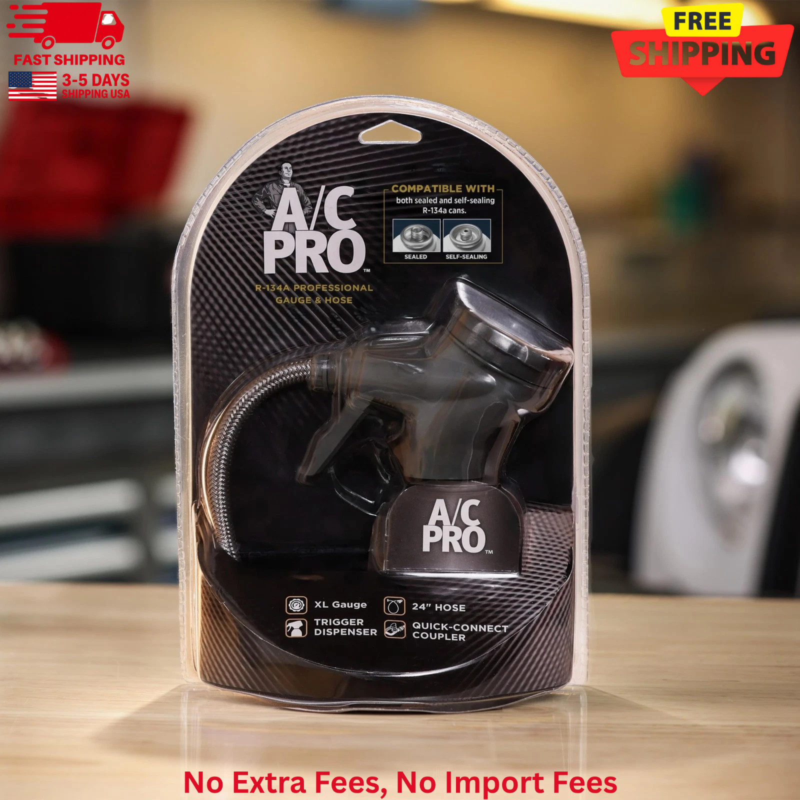 A/C Pro ACP410-4 Auto AC Recharge Kit with Hose Dispenser for Cars and Trucks
