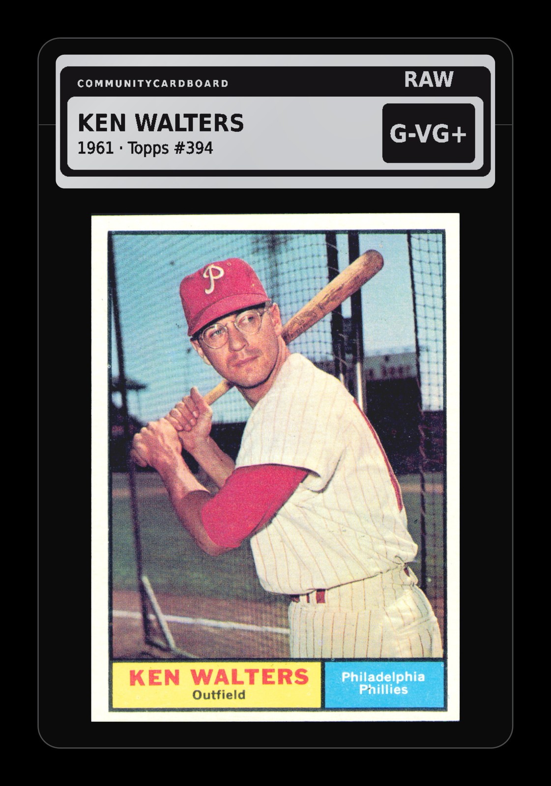 1961 Topps #394 Ken Walters Philadelphia Phillies - Raw Card 1961 Topps #394 Ken Walters Philadelphia Phillies - Raw Card