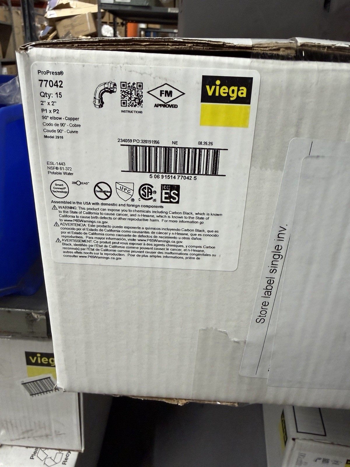 Viega ProPress 2” Copper 90-Degree Elbow 77042 - **LOT OF 15** Viega ProPress 2” Copper 90-Degree Elbow 77042 - **LOT OF 15**