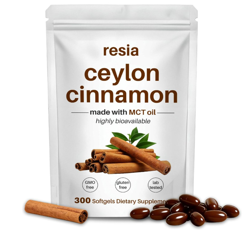 RESIA Ceylon Cinnamon Softgels with MCT Oil Herbal Cinnamon Extract for Dail... RESIA Ceylon Cinnamon Softgels with MCT Oil Herbal Cinnamon Extract for Dail...
