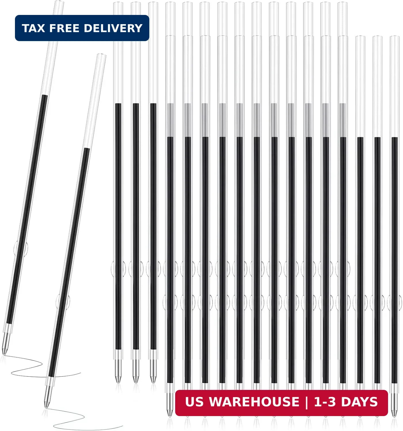 30 Pieces Ink Pen, Ballpoint Pen Refills Replacement Ballpoint Black for Retr...