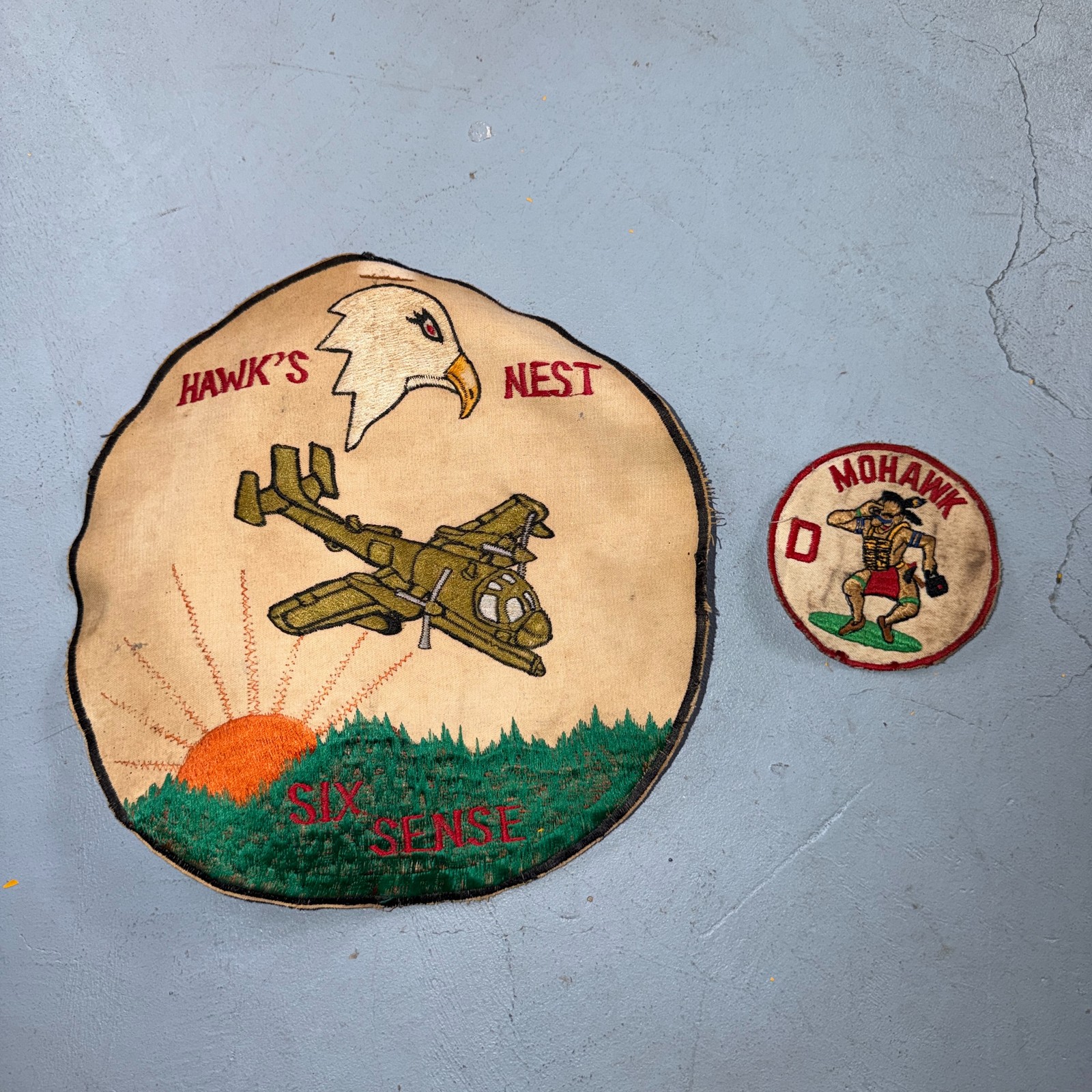 Hawk's Nest Six Sense Embroidered Aircraft Patch Tan Mohawk Patch VTG 40s 50s