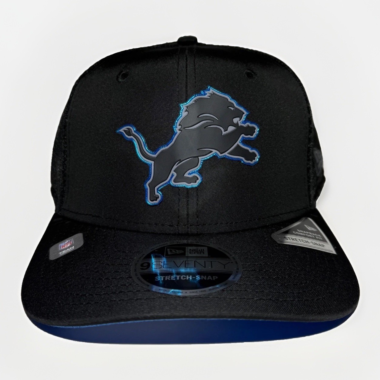 New Era 9Seventy Snapback Hat Detroit Lions Black Mesh Trucker Adjustable Cap