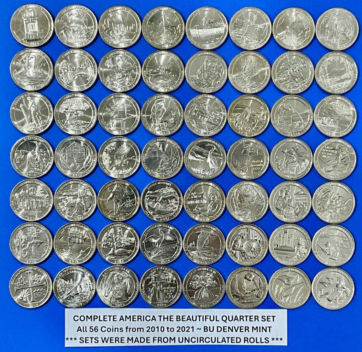 2010-2021 National Park Quarter 56 Coin Uncirculated Set ~ ALL DENVER MINT