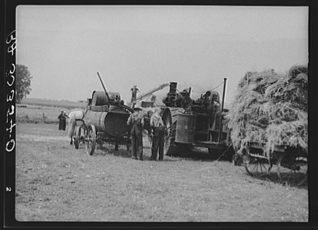 Threshing Machinery,Kewanee,Illinois,IL,Henry County,Russell Lee,1937,FSA