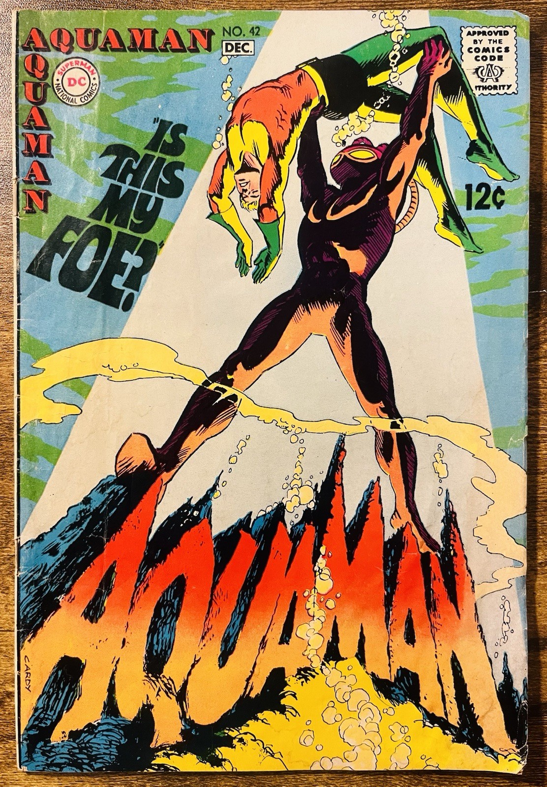 AQUAMAN 42 CLASSIC NICK CARDY COVER 2ND APP BLACK MANTA DC COMICS 1968 VINTAGE