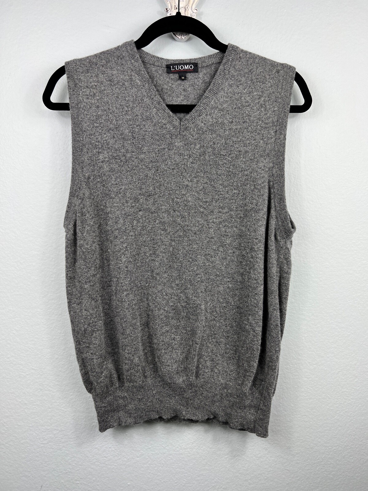 Vintage L\'uomo Men\'s Sweater Vest Wool Blend  Made In Italy Preppy Academia M