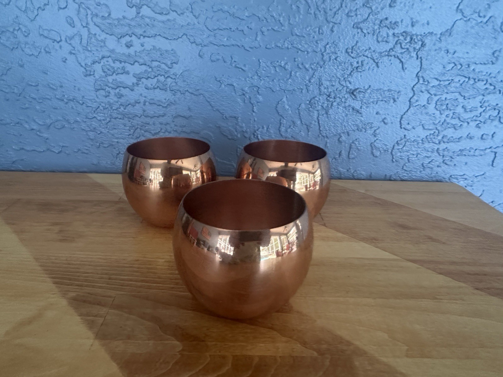 3 NOS Copper Cups By Coppercraft Guild Made In USA Roly Poly Style Stickers MCM 3 NOS Copper Cups By Coppercraft Guild Made In USA Roly Poly Style Stickers MCM