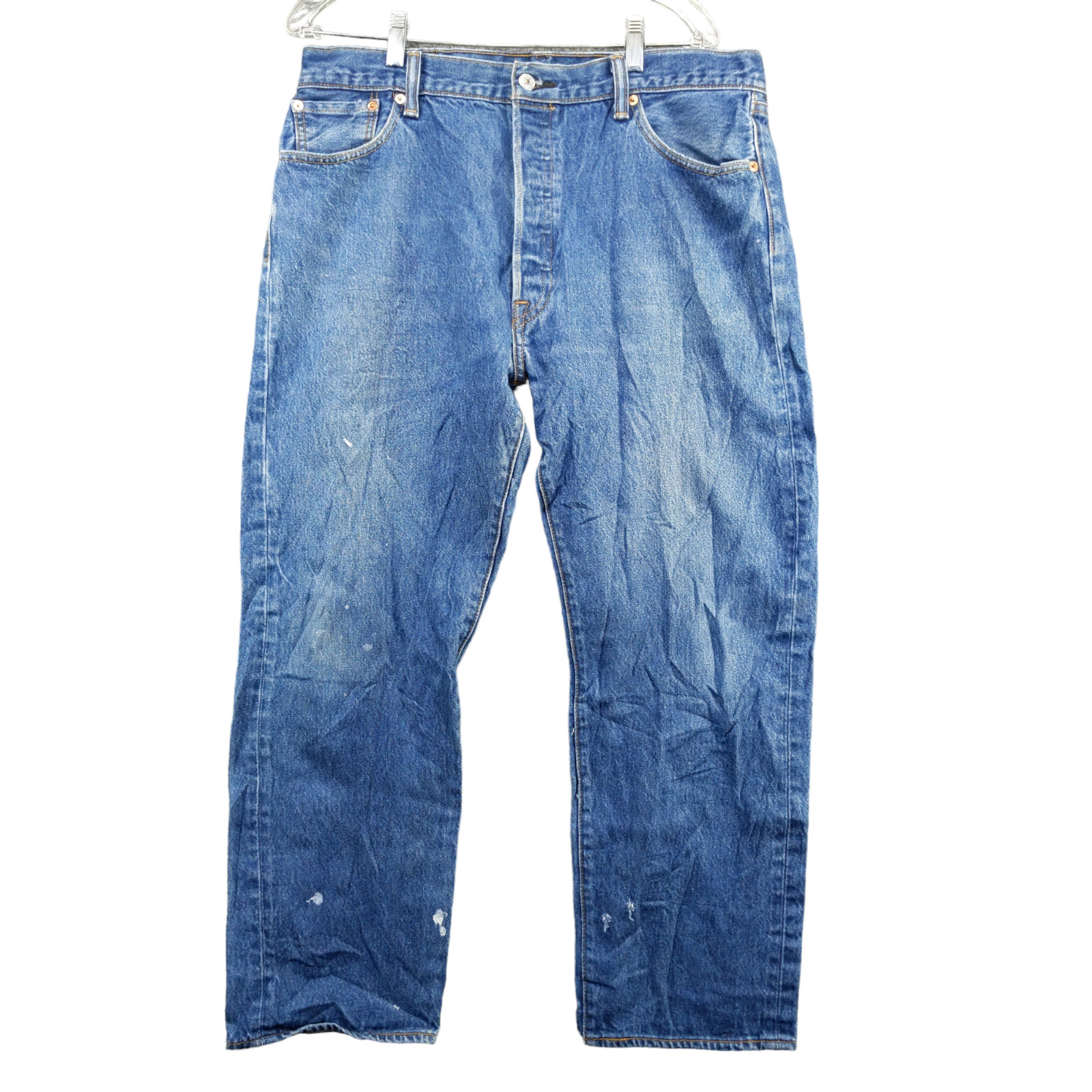Levi\'s 501 Men\'s Original Straight Button Fly Jeans Blue 38x30 Actual 35x28