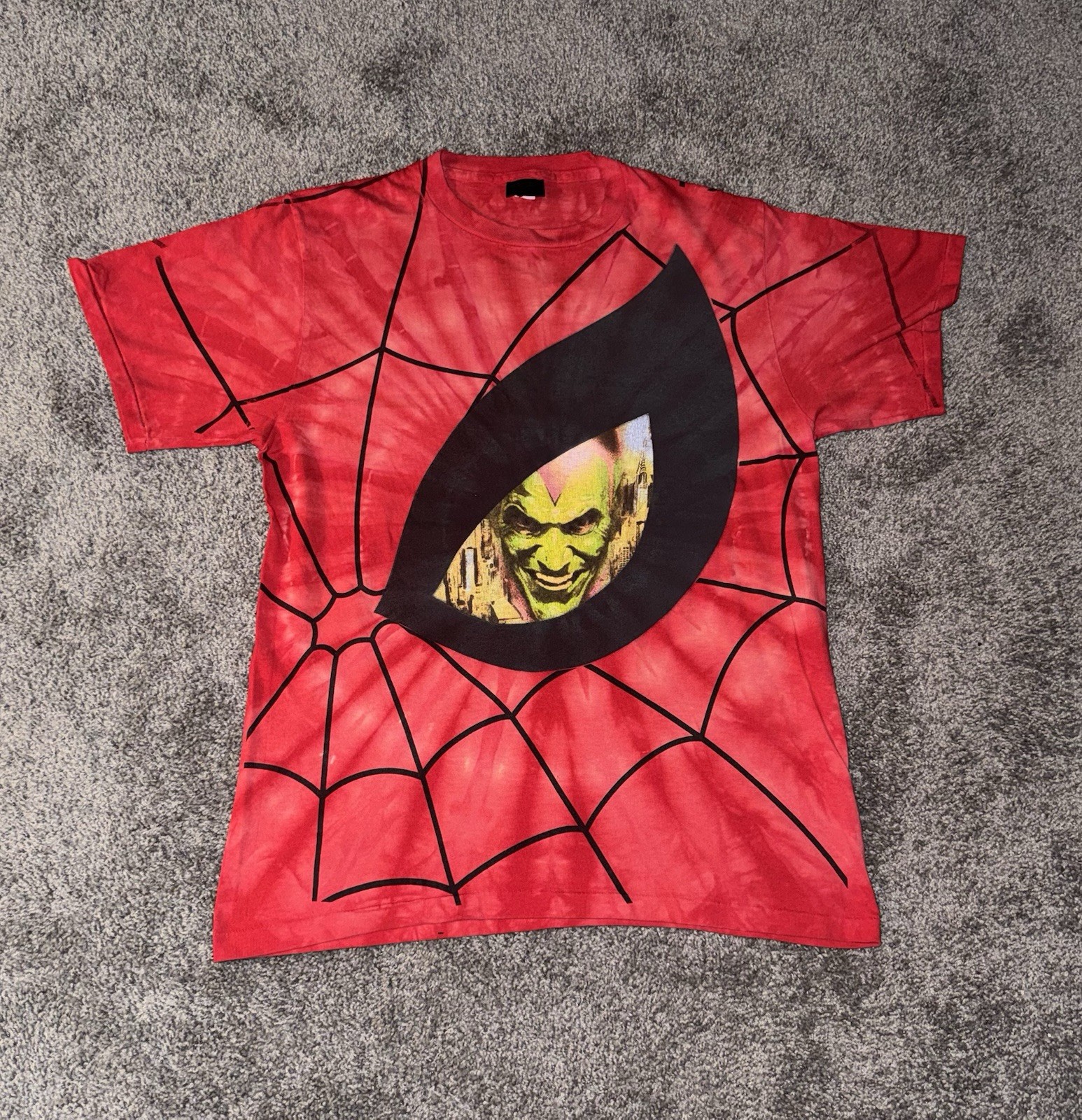 1998 vintage Marvel Spider-Man Green Goblin red t-shirt tie dye
