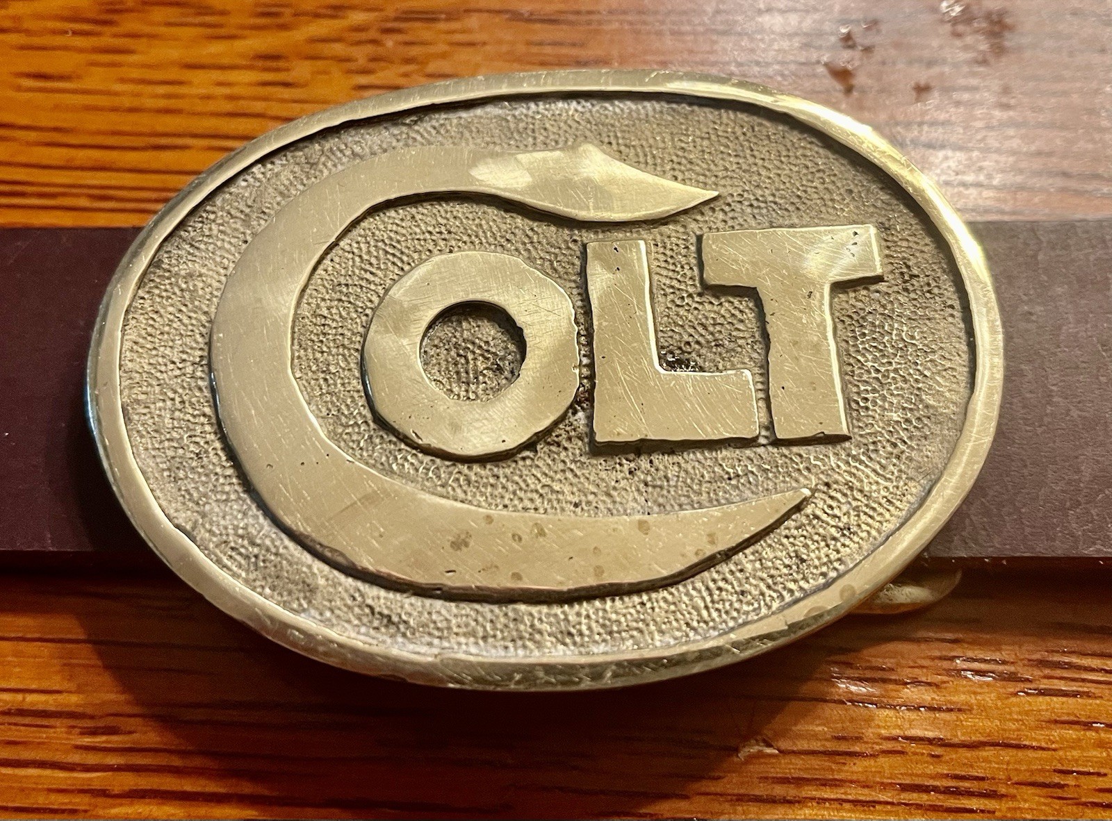 Colt Firearms Brass Artisan Buckle w/ English Bridle or Buffalo Belt