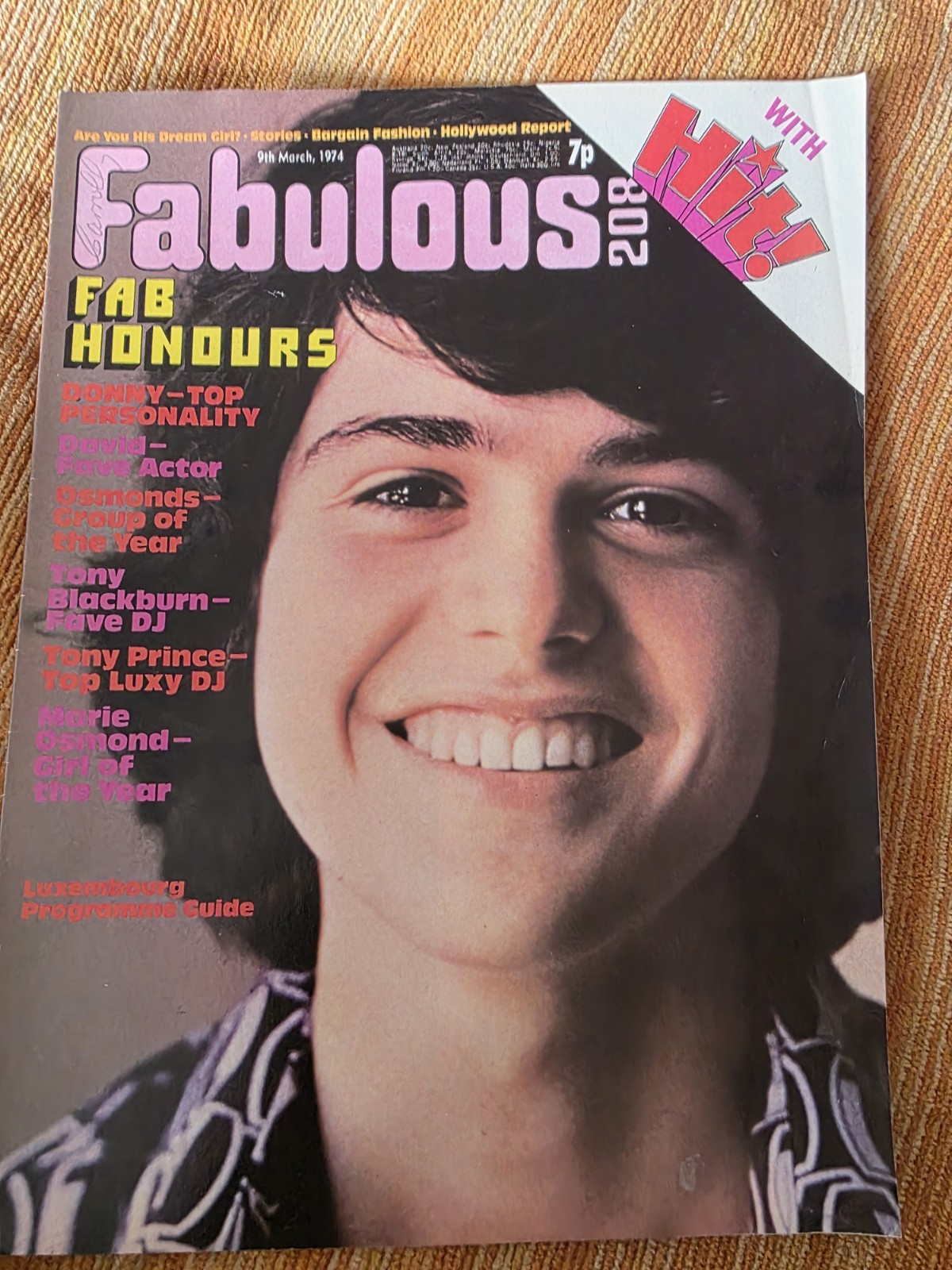 Fabulous 208 Magazine 9th March 1974 - osmonds, david Cassidy- L20