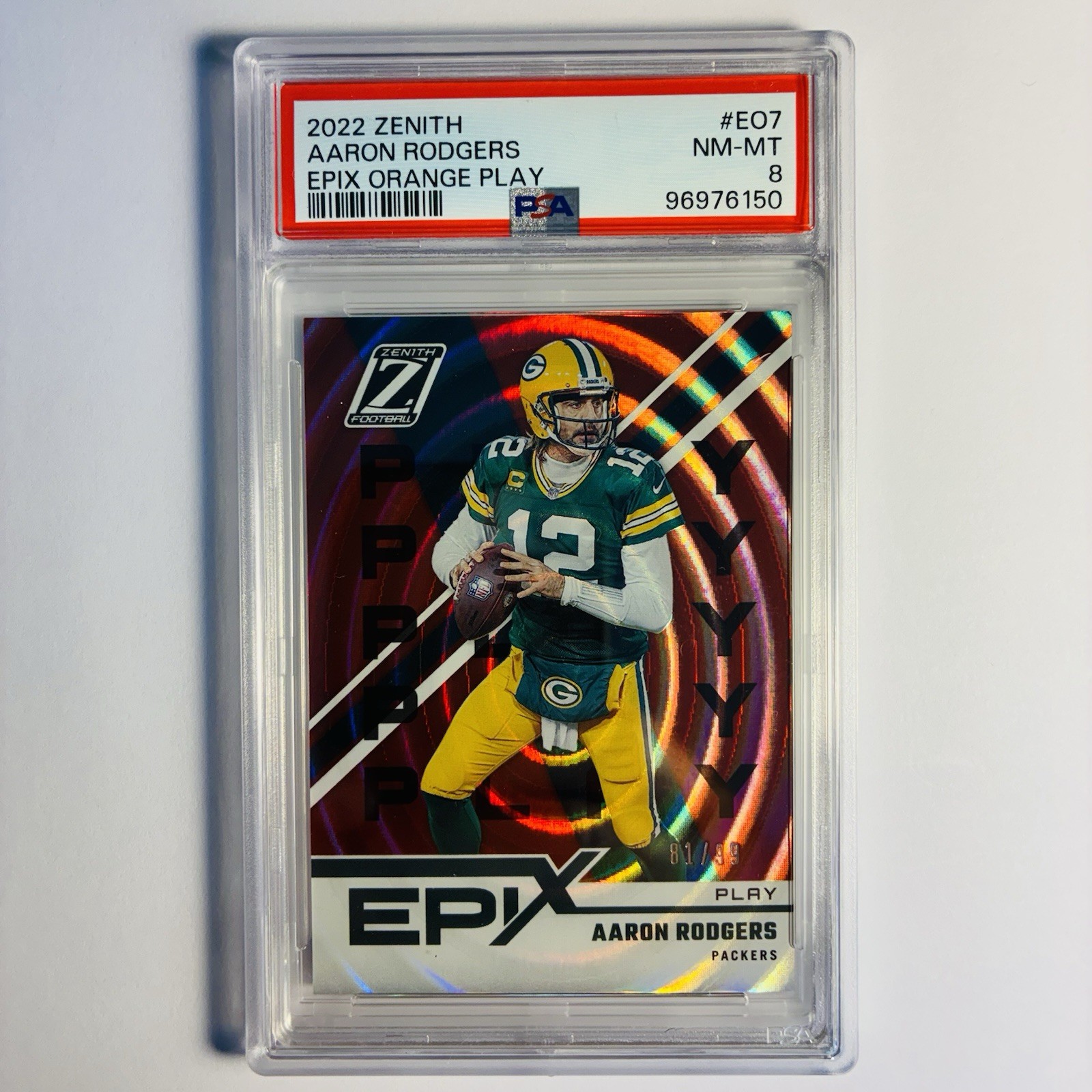 2022 Panini Zenith Epix Orange Play/99 Aaron Rodgers #EO7 PSA 8⭐️Super Bowl🏆MVP