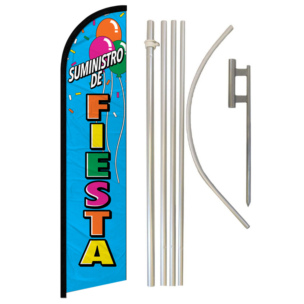 Suministro de Fiesta Full Curve Windless Swooper Flag & Pole Kit Party Supply