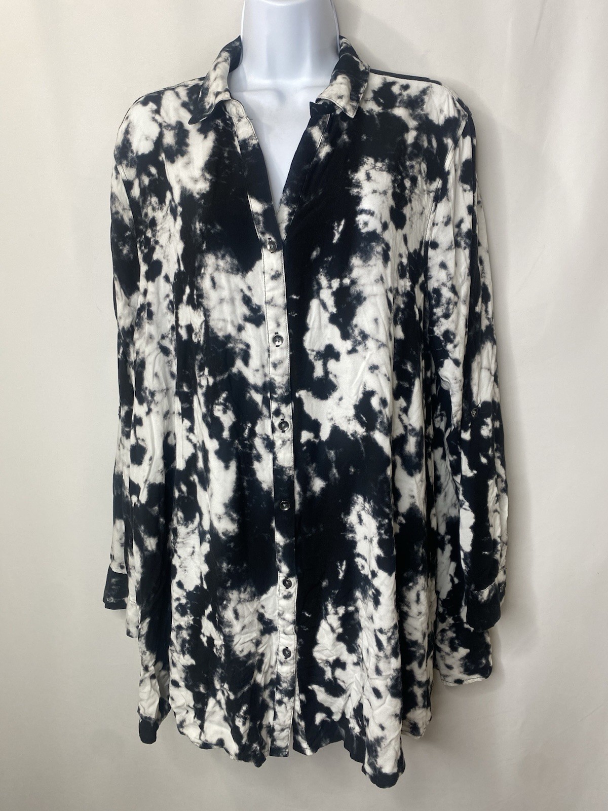Como Vintage Womens 1X Button-Up Long Tab Sleeve Lightweight Artsy Lagenlook Como Vintage Womens 1X Button-Up Long Tab Sleeve Lightweight Artsy Lagenlook