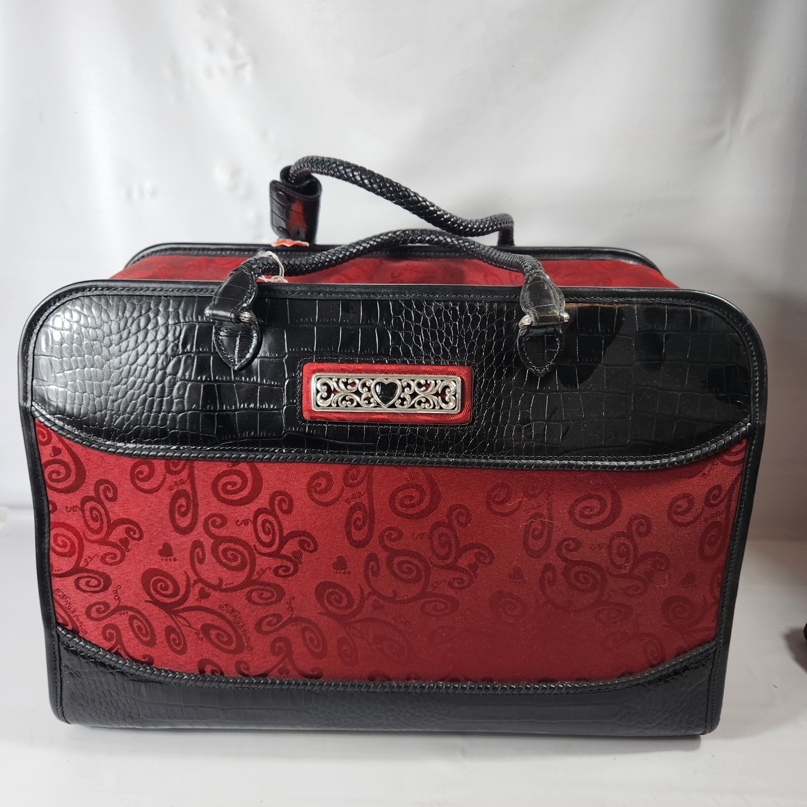 Brighton Vintage Red & Black Croc 18” Weekender Overnight Luggage Bag Brighton Vintage Red & Black Croc 18” Weekender Overnight Luggage Bag