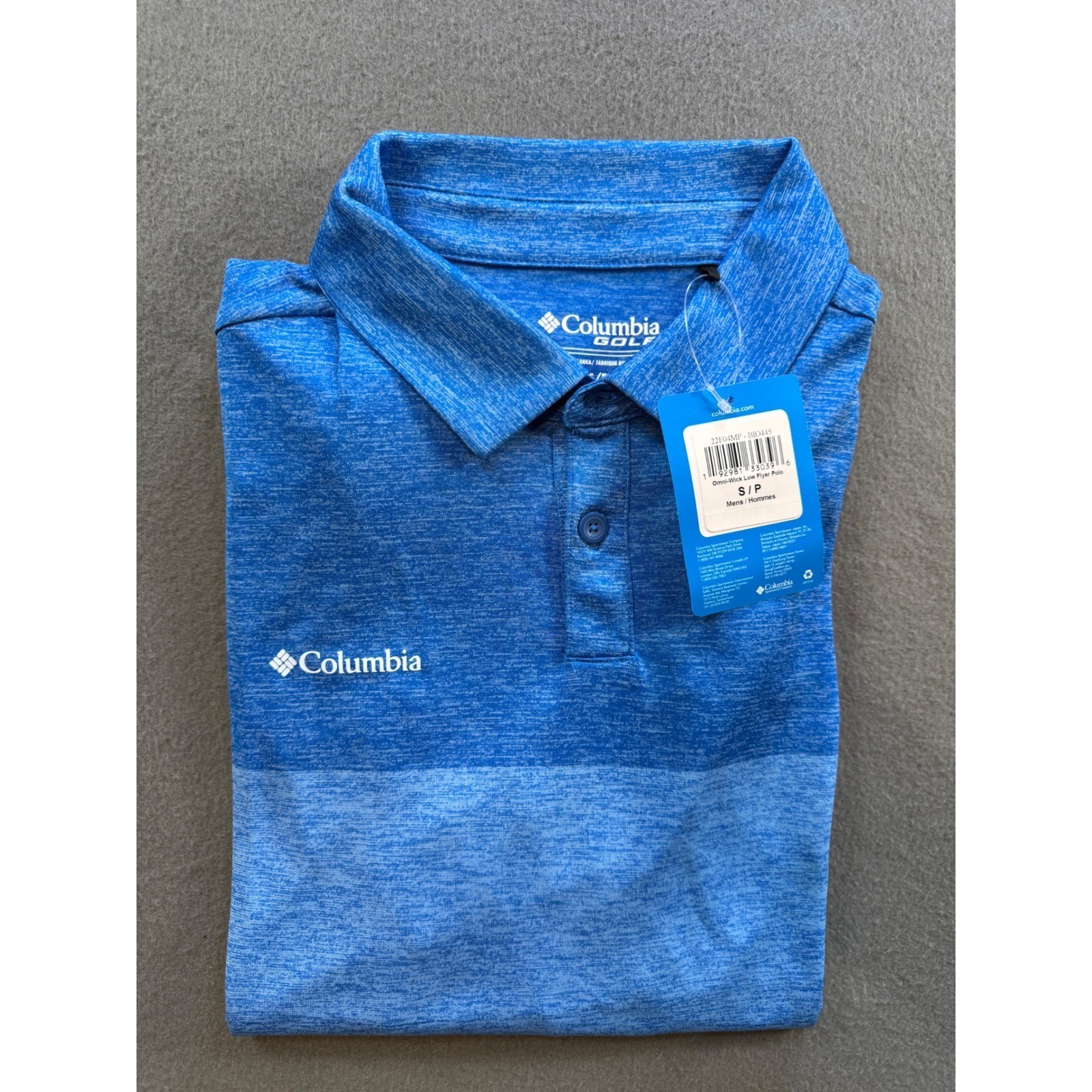 Columbia Golf Omni-Wick Low Flyer Polo Mens Small Blue Space Dye Heathered NWT Columbia Golf Omni-Wick Low Flyer Polo Mens Small Blue Space Dye Heathered NWT